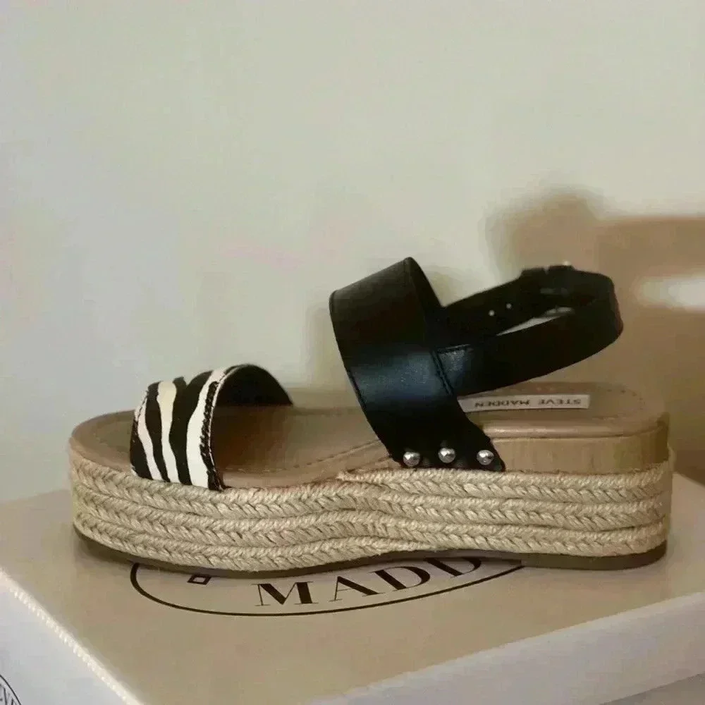 STEVE MADDEN FIFER ZEBRA ESPADRILLE NIB SZ 7.5M